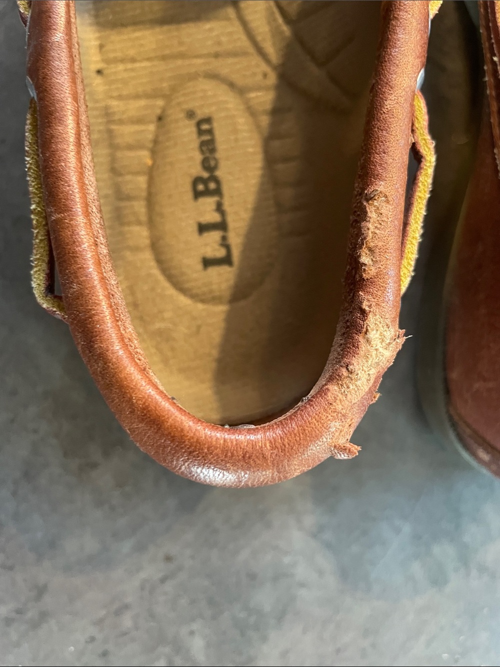 L.L. Bean Women's Chestnut Brown Leather Boat Shoes with Tan Laces - Picture 6 of 6